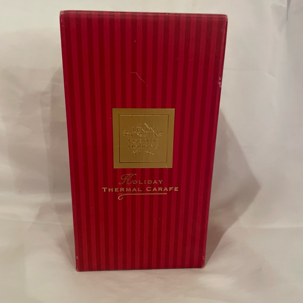Lenox Holiday Thermal Carafe Coffee Tea Pot Christmas Holly Ribbon in Box VTG